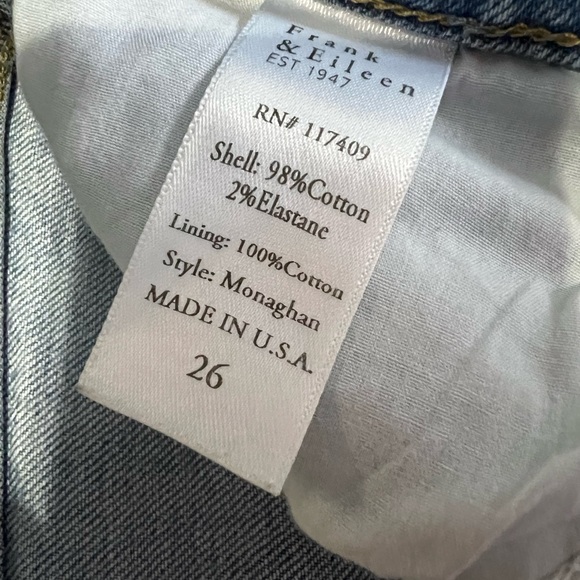 Frank & Eileen Monaghan Straight Leg Jeans – Distressed Raw Hem – 26 - Picture 11 of 12